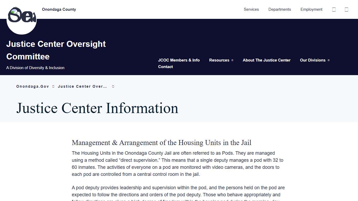 Justice Center Information - Justice Center Oversight Committee
